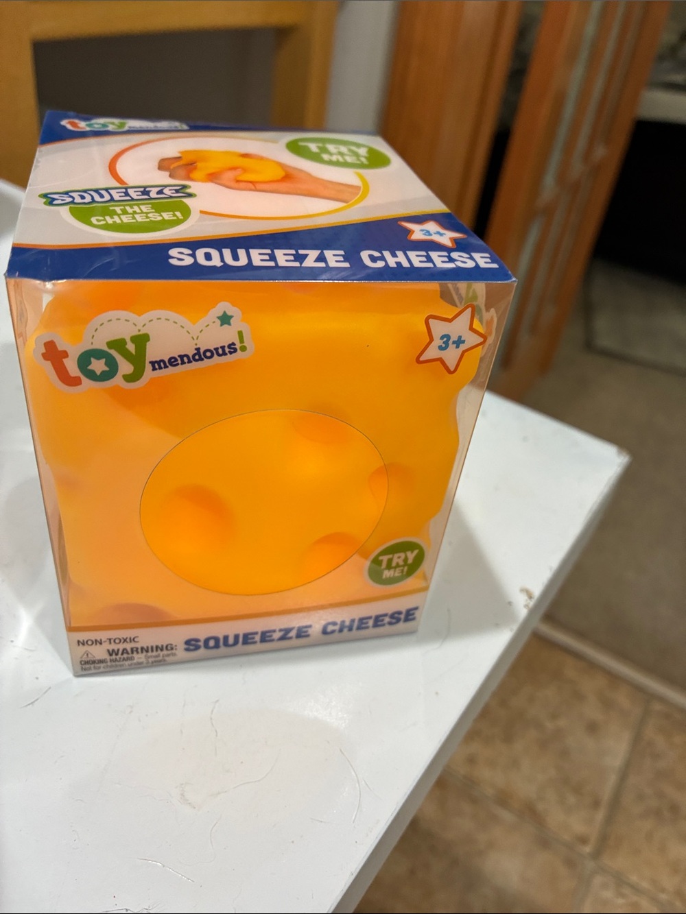 Toy Mendous Squeeze Cheese Sensory Toy - Bright Orange